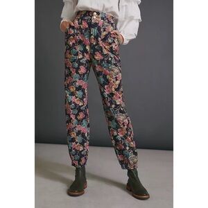 Anthropologie Anisa Floral Corduroy Joggers Size S